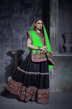 AI Fashion Black Art Silk Designer Navratri Lehenga Choli Collection | Grocsy