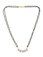 NVR Women's's Set of 2 Black Gold-Polished Beaded Mangalsutra With Ad Stone | Grocsy