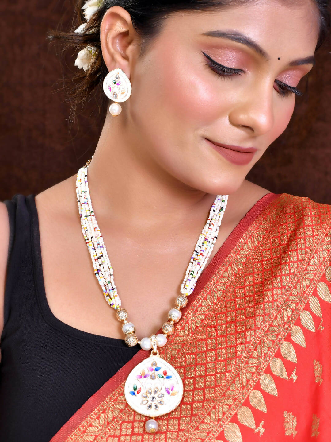 VOJ Women White Color stainless steel Jewellery Set | Grocsy