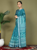 Shree Shyam Fashion Cotton Sea Green Saree | Grocsy