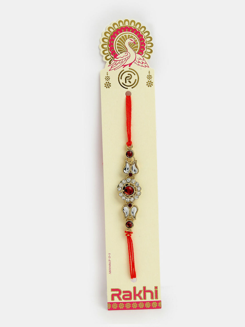 NVR Men Gold-Toned Stone-Studded Rakhi With Roli Chawal & Chocolate | Grocsy