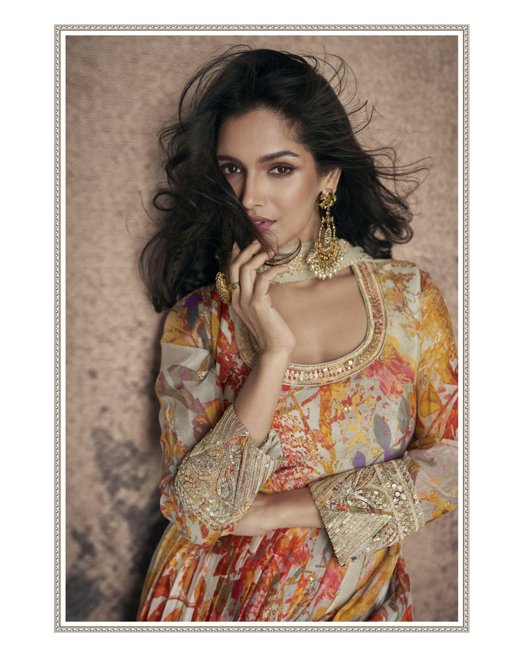 Vastranavya Georgette Digital Print With Sequence Embroidery Stitch Work Side Slit Abaya Style Suit | Grocsy
