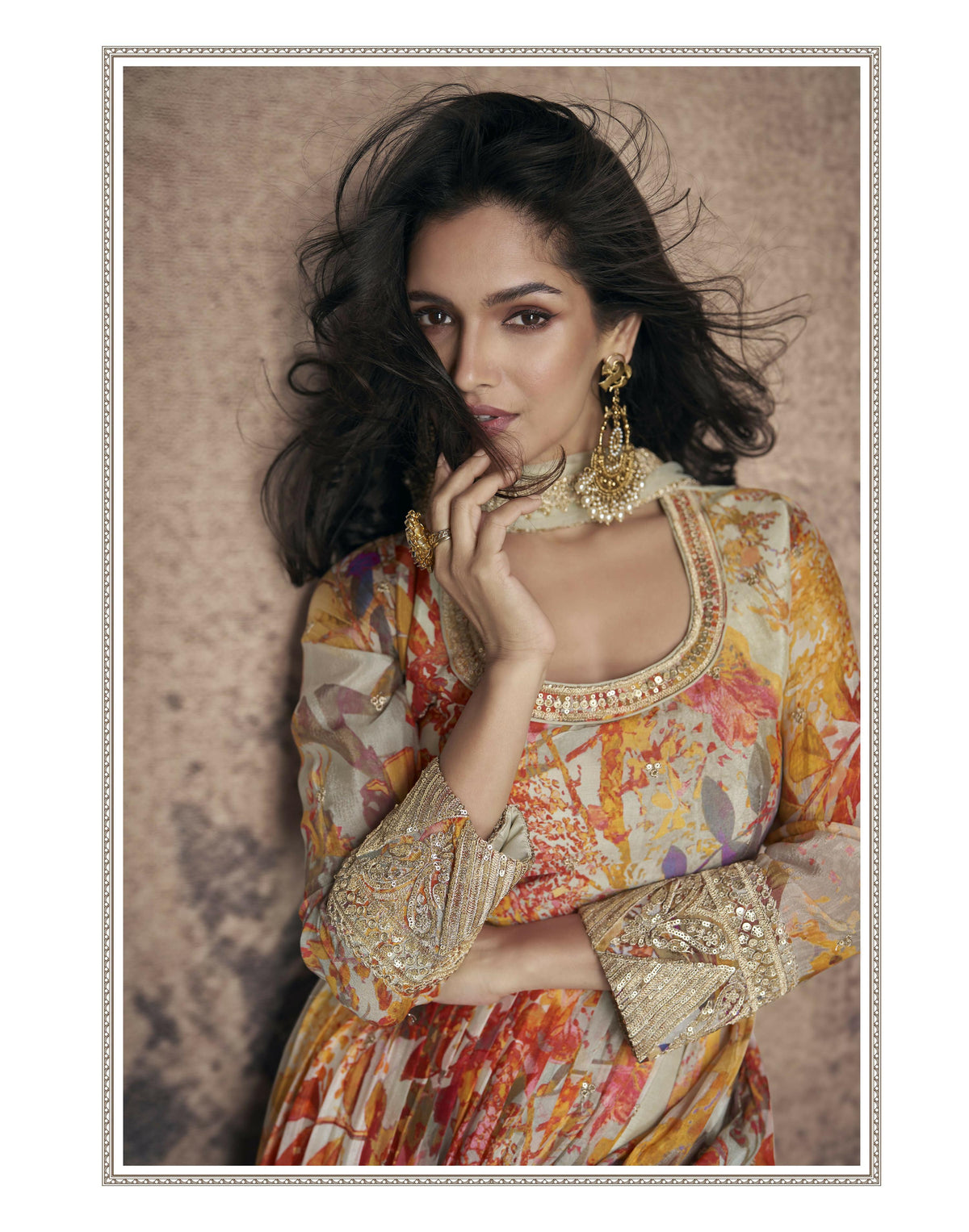 Vastranavya Georgette Digital Print With Sequence Embroidery Stitch Work Side Slit Abaya Style Suit | Grocsy