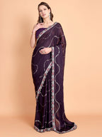 Vamsee Laxmibai Magenta Georgette Saree | Grocsy