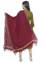 Mominos Fashion Moeza Cotton Golden Border Maroon Dupatta | Grocsy