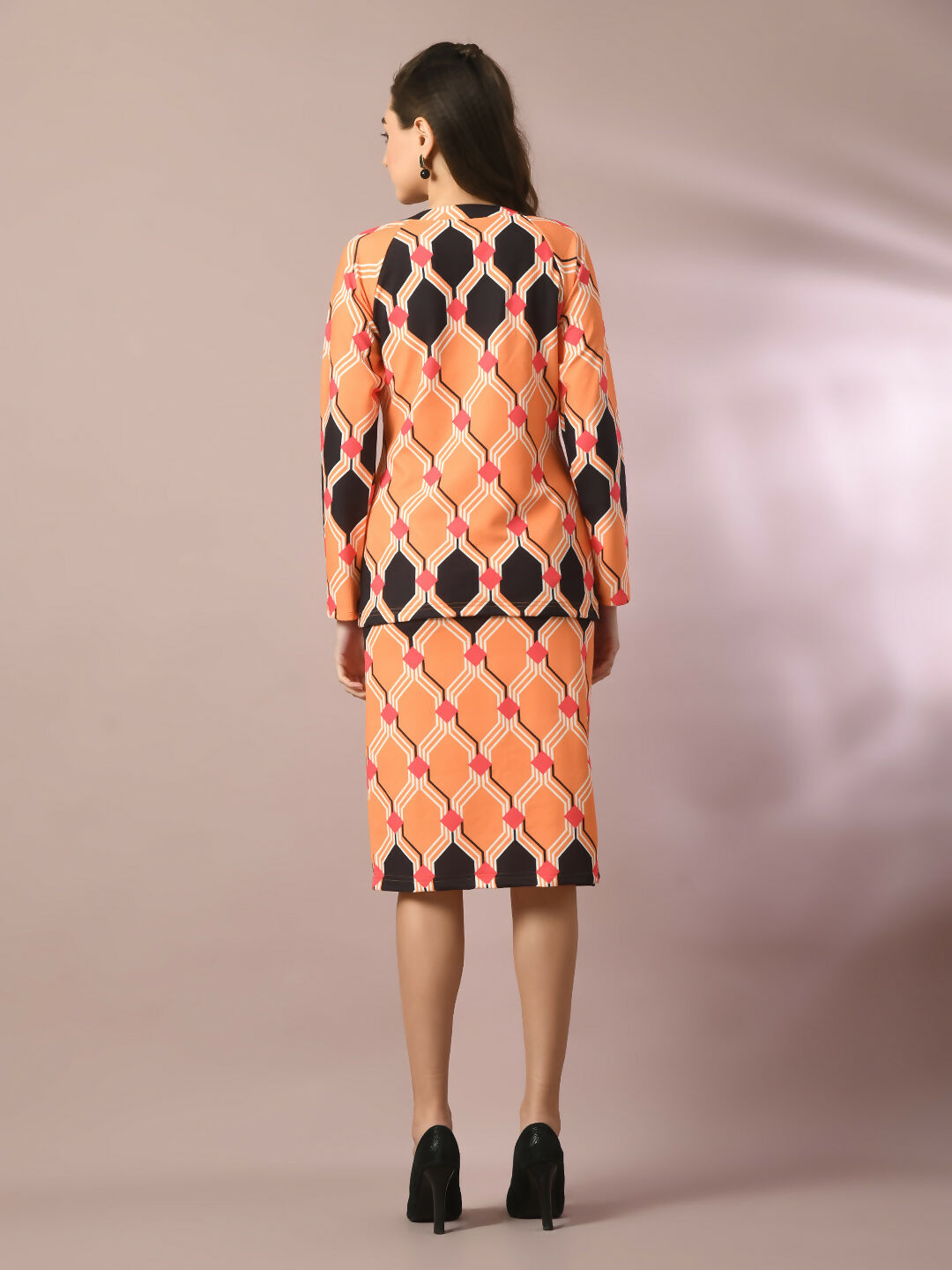 Myshka Women's Multi Printed Round Neck Party Top With Skirt Co-ord set | Grocsy