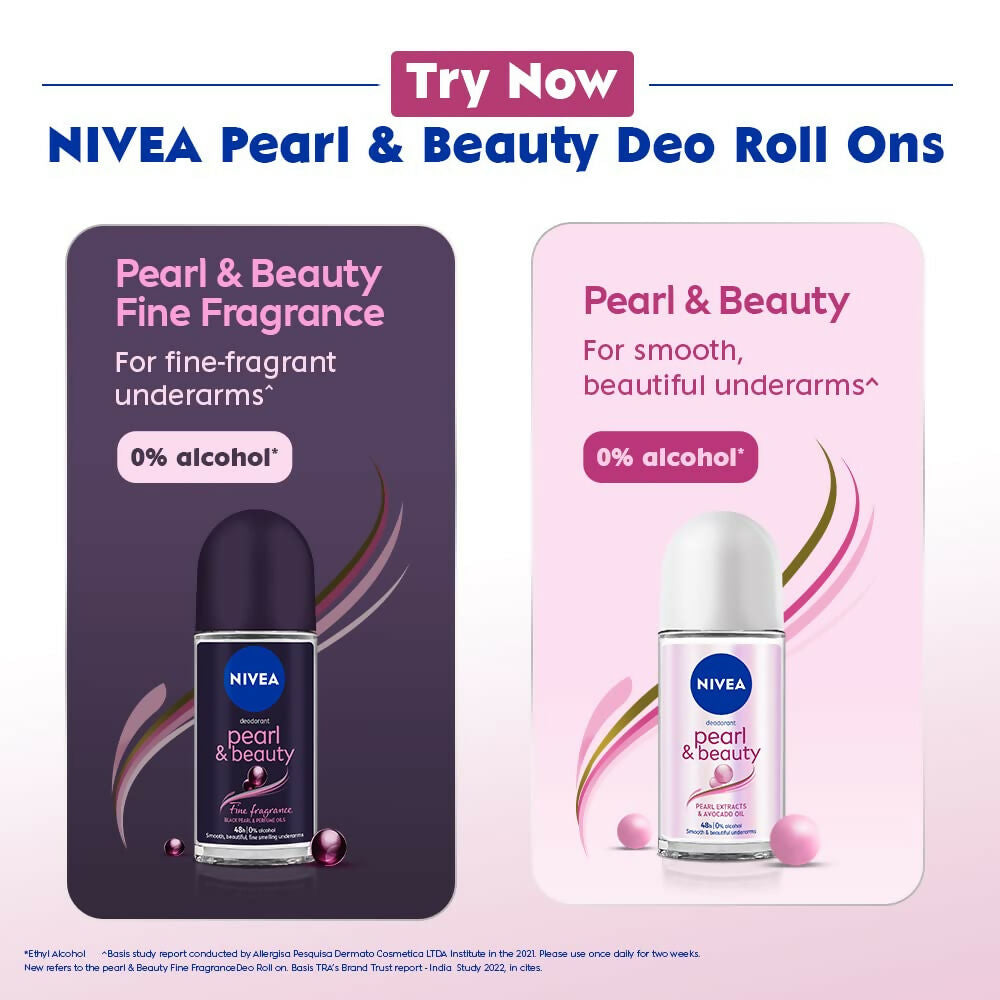 Nivea Deodorant Roll On Pearl & Beauty Radiance For Eventoned Smooth & Beautiful Underarms | Grocsy