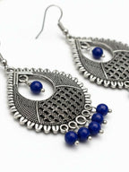 NVR Women German Silver Oxidised Chandbali Earrings | Grocsy