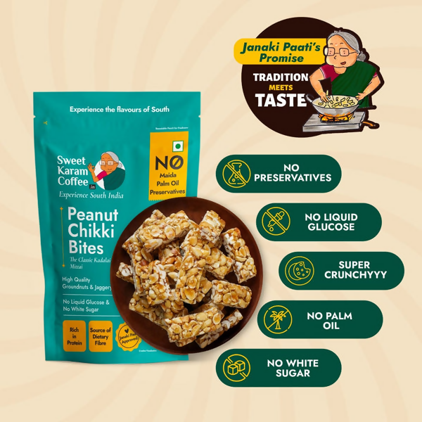 Sweet Karam Coffee Peanut Chikki (Zero White Sugar) | Grocsy