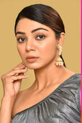 Joban Fashion Women Kundan Pearl Golden Peach Earrings | Grocsy