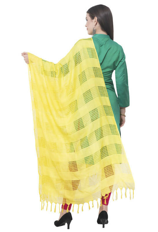 Mominos Fashion Moeza Lemon Yellow Window Cotton Dupatta | Grocsy