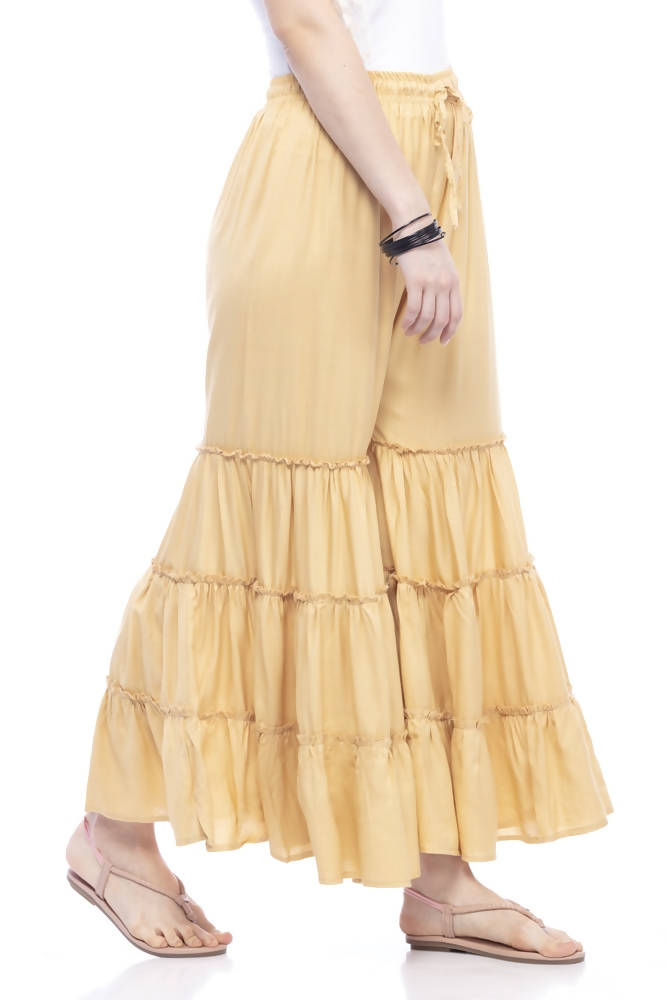 Mominos Fashion Reyon Cotton Golden Palazzo | Grocsy
