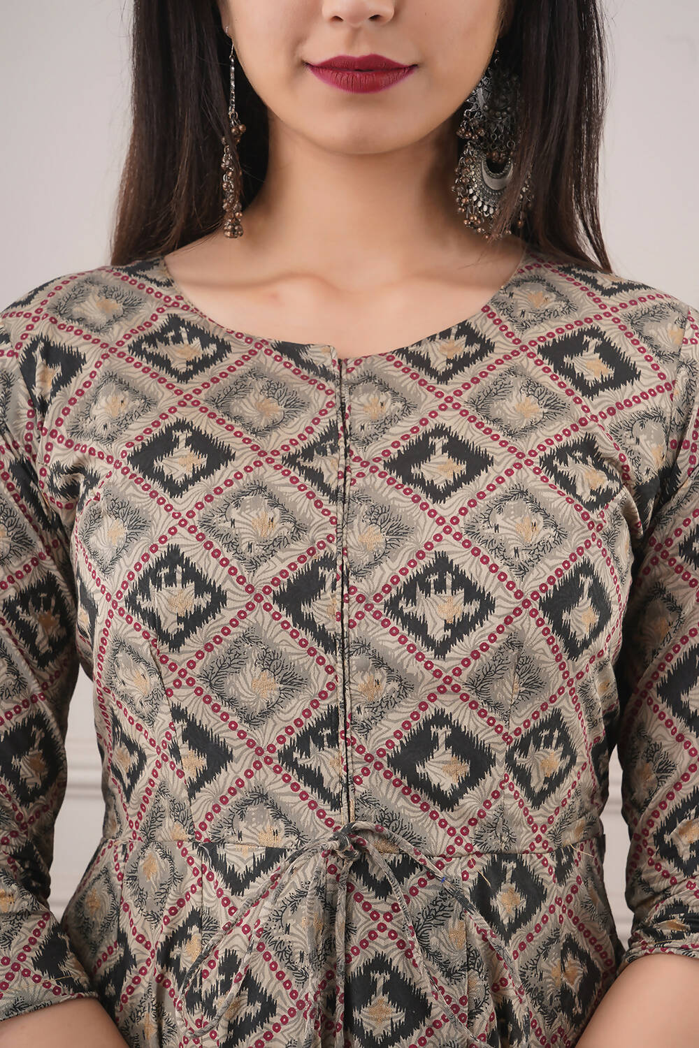 Partywear Designer Hand Screen and Foil Print Multi Pure chanderi Gown - Anbazaar | Grocsy