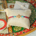 Indianvibez Ad Pink/Green Stone Pendant Design Rakhi | Grocsy