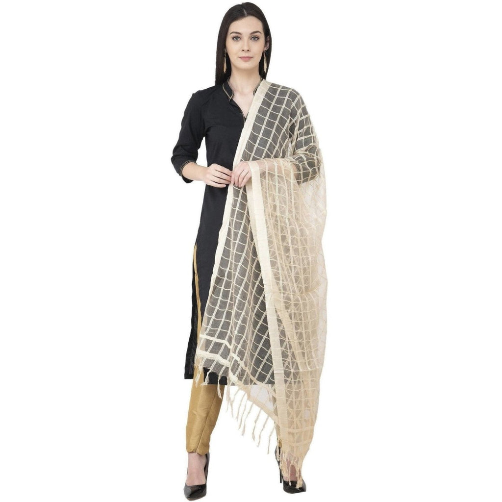 A R Silk Cotton Square Regular Dupatta White Color Dupatta or Chunni | Grocsy