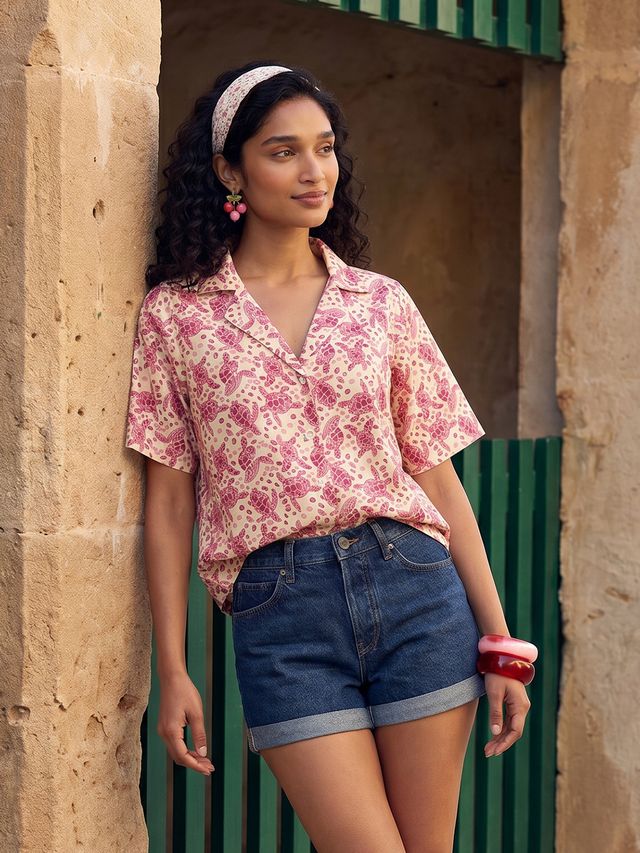 Janasya Cream Shirt Cotton Top | Grocsy