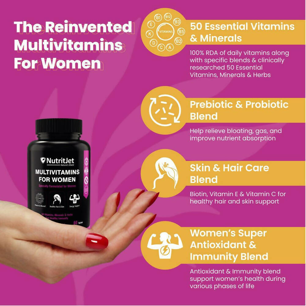 NutritJet Multivitamin Vegetarian Tablets For Women | Grocsy