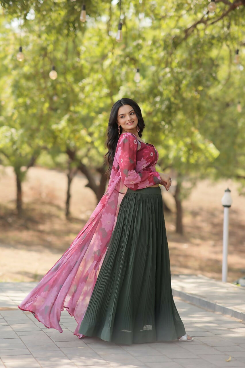 Vastranavya Latest Fancy Party Wear Lehenga Choli With Shrug - Pink | Grocsy