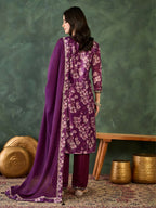 The52 Women's Beautiful Embroidery Work Chinon silk Fabric Straight Kurta Pant and Dupatta Set | Grocsy