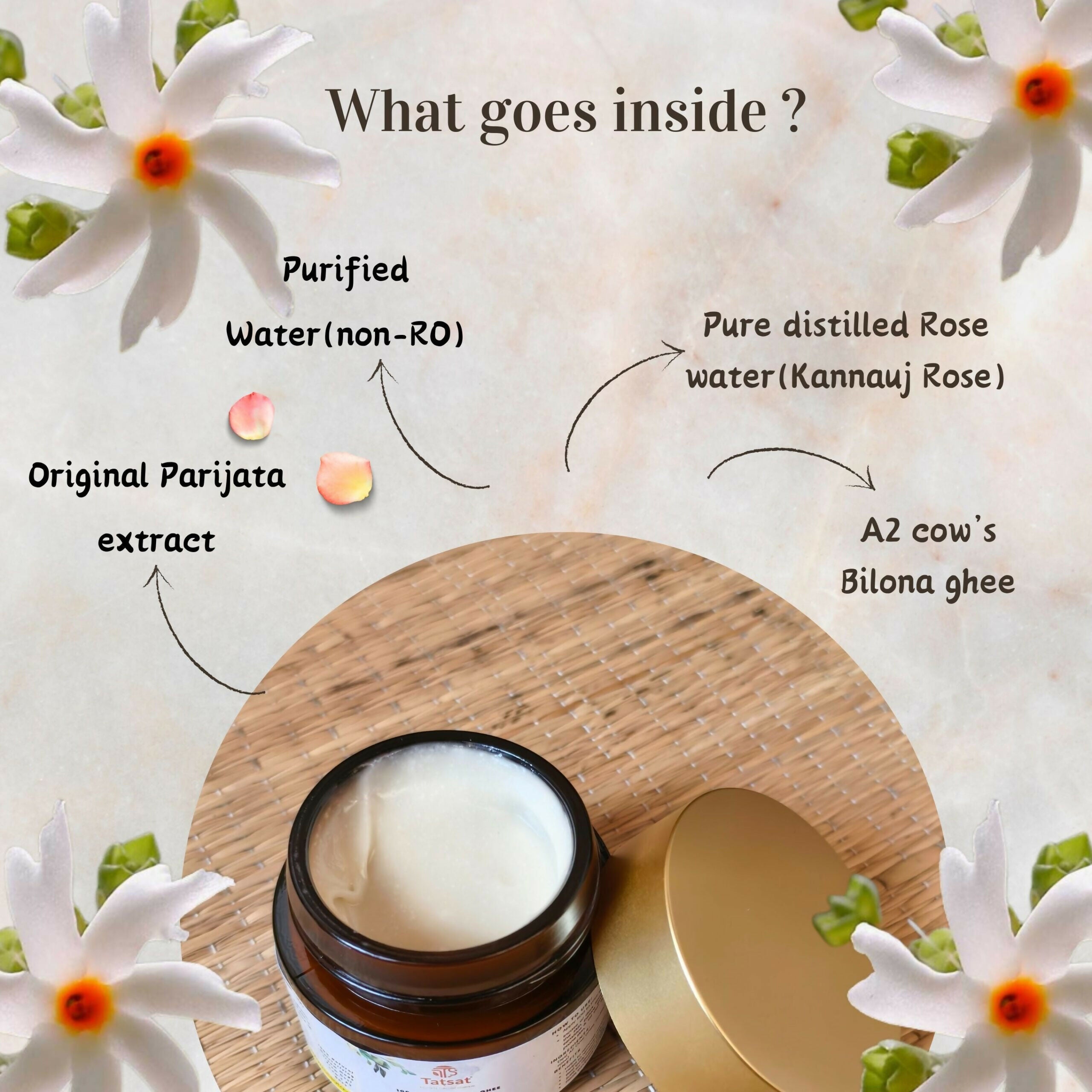 Tatsat Shata Dhauta Ghrita -100 Times Washed Desi Cow A2 Ghee Moisturizing Cream Infused with Rose Absolute Oil | Grocsy