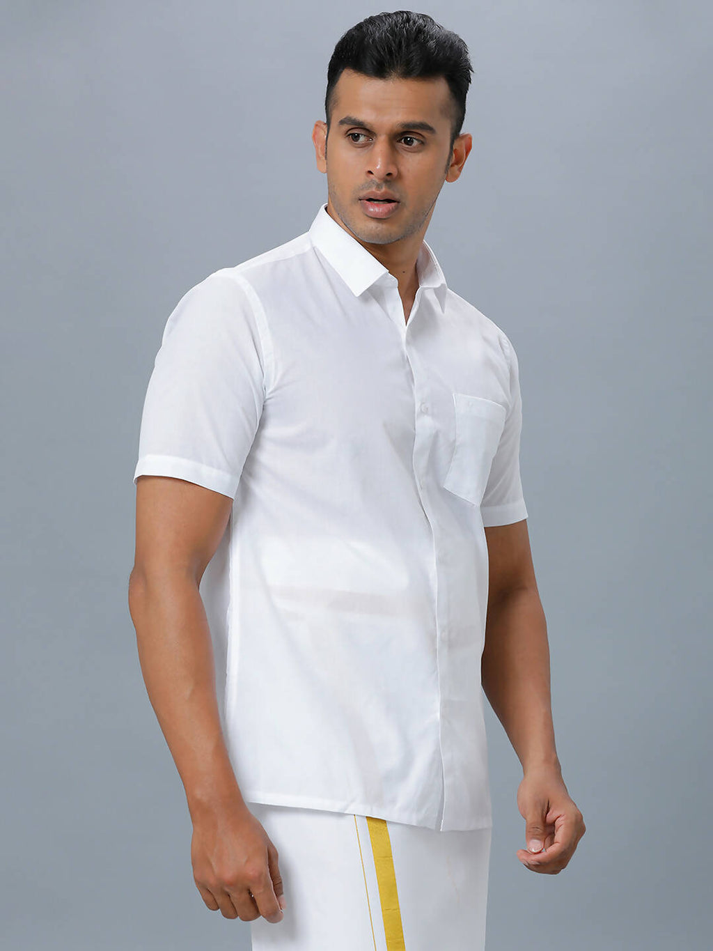 Ramraj Cotton Mens Half Sleeve Formal 100 % Cotton White Shirt | Grocsy