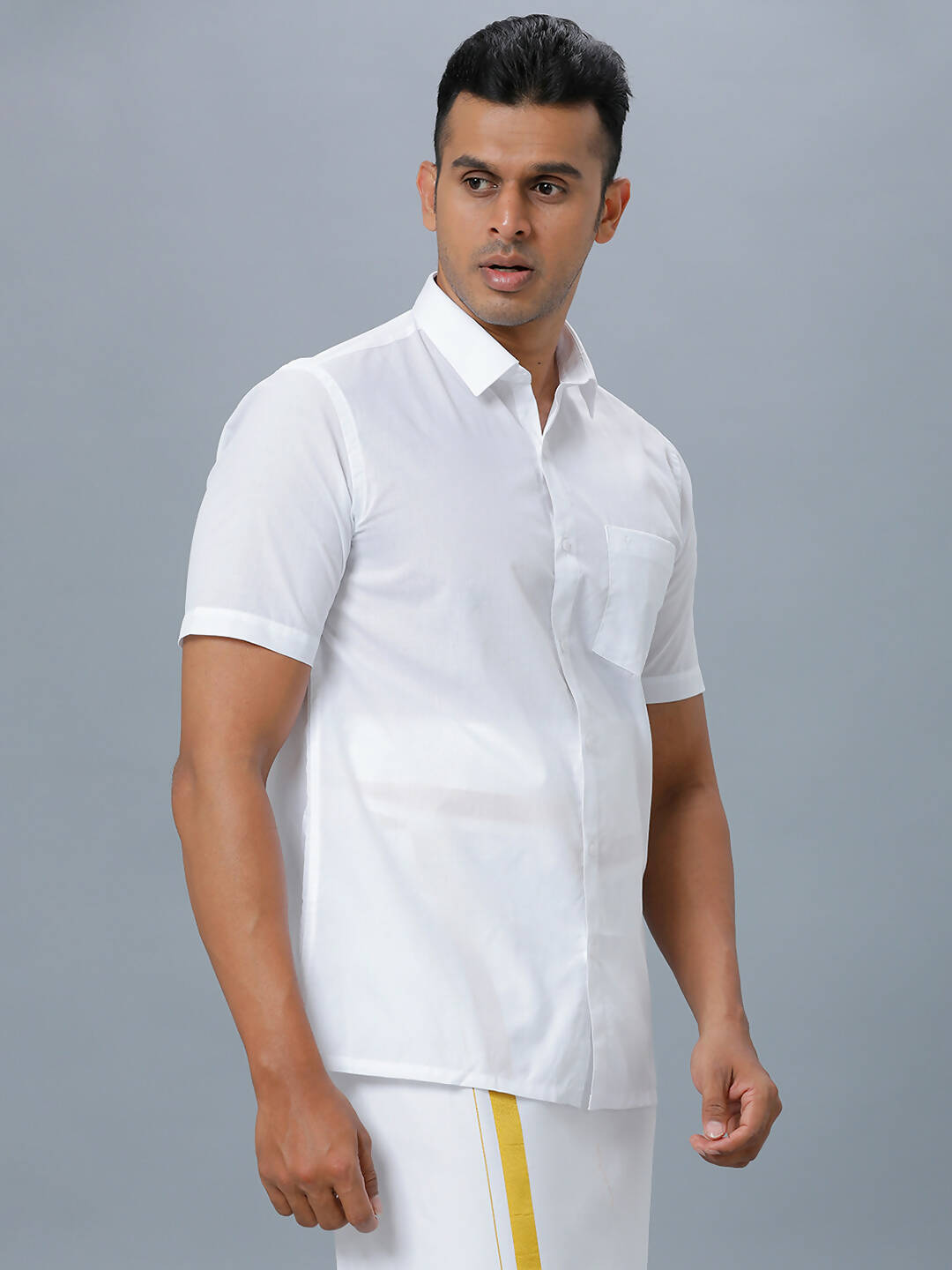 Ramraj Cotton Mens Half Sleeve Formal 100 % Cotton White Shirt | Grocsy