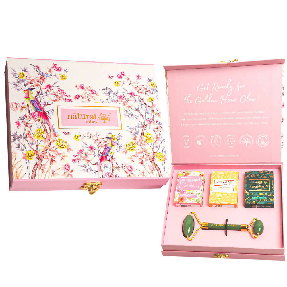 Natural Vibes Glow Getter Gift Set with Jade Face Roller | Grocsy