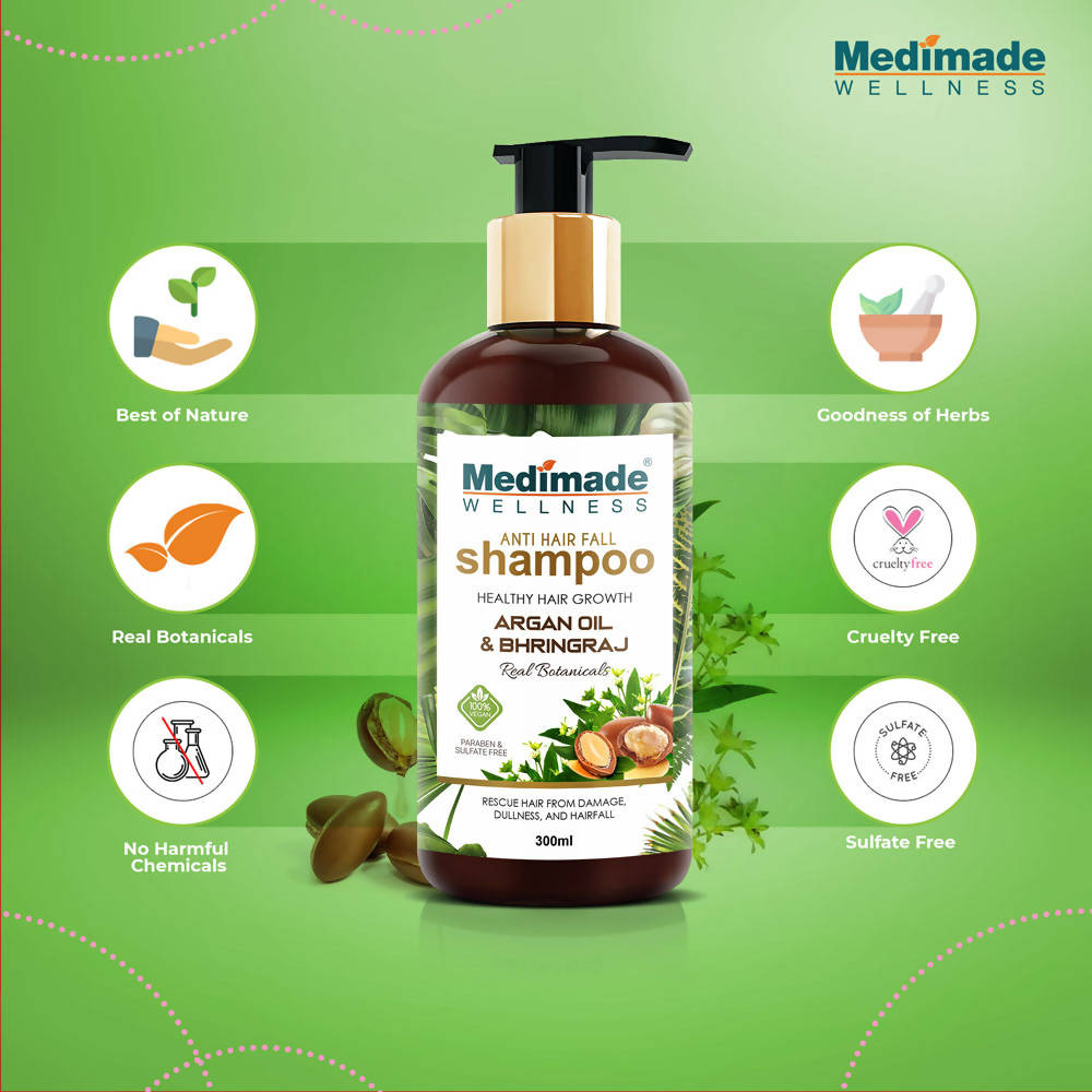 Medimade Wellness Anti Hair Fall Shampoo with Argan Oil & Bhringraj | Grocsy