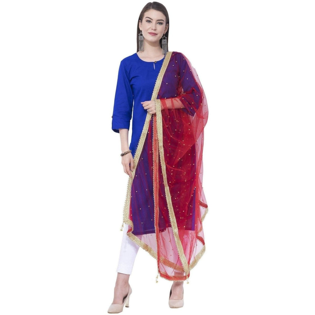 A R Silk Red Color Net Moti Net Dupattas and Chunnis | Grocsy
