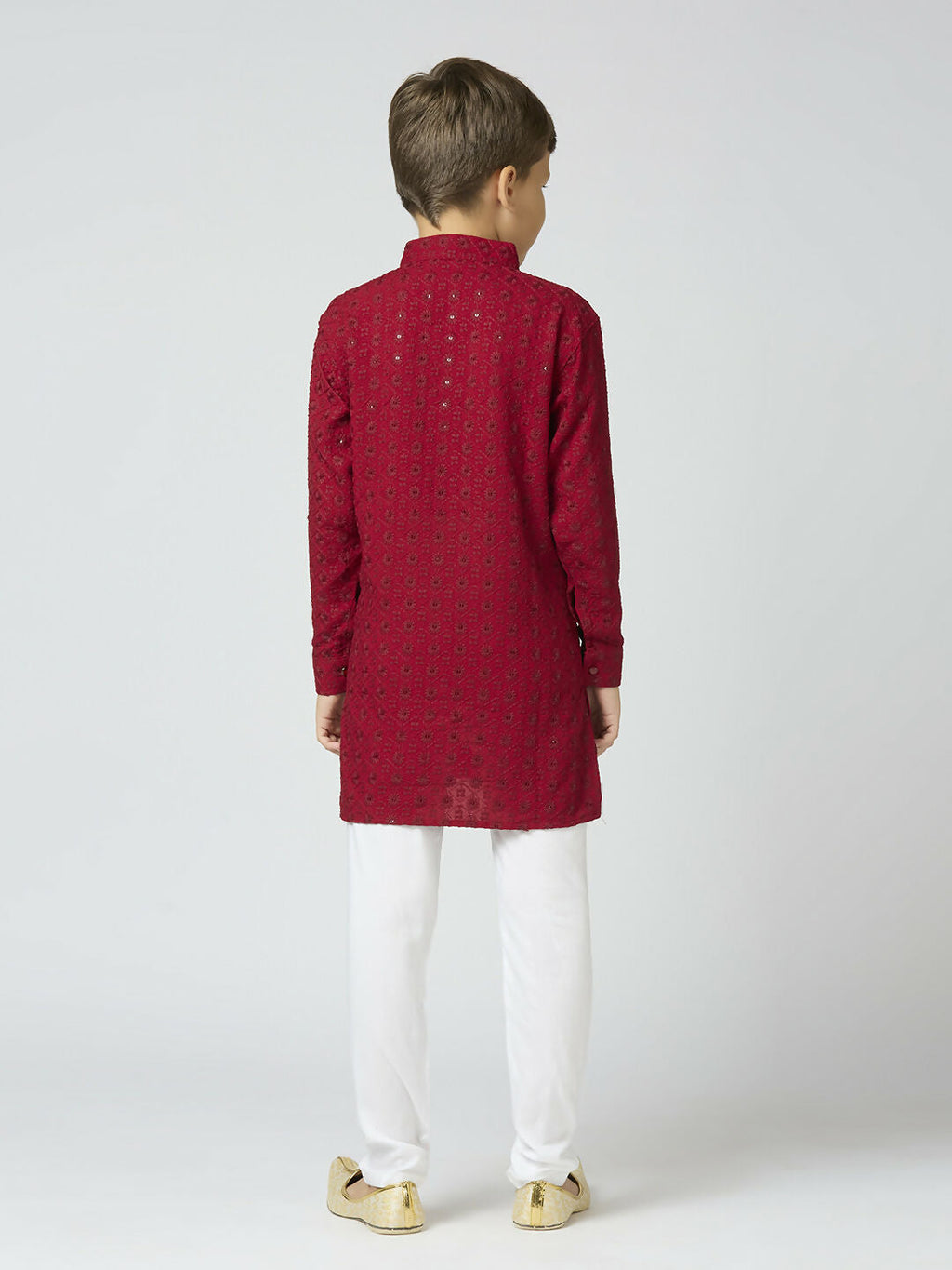 Joban Fashion Kids Island Full Sleeves Cotton Kurta and Pyjama Set with Sequin work - Maroon | Grocsy