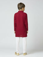 Joban Fashion Kids Island Full Sleeves Cotton Kurta and Pyjama Set with Sequin work - Maroon | Grocsy