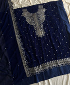KC New Georgette Short Salwar Kameez Pakistani Style Navy Blue | Grocsy