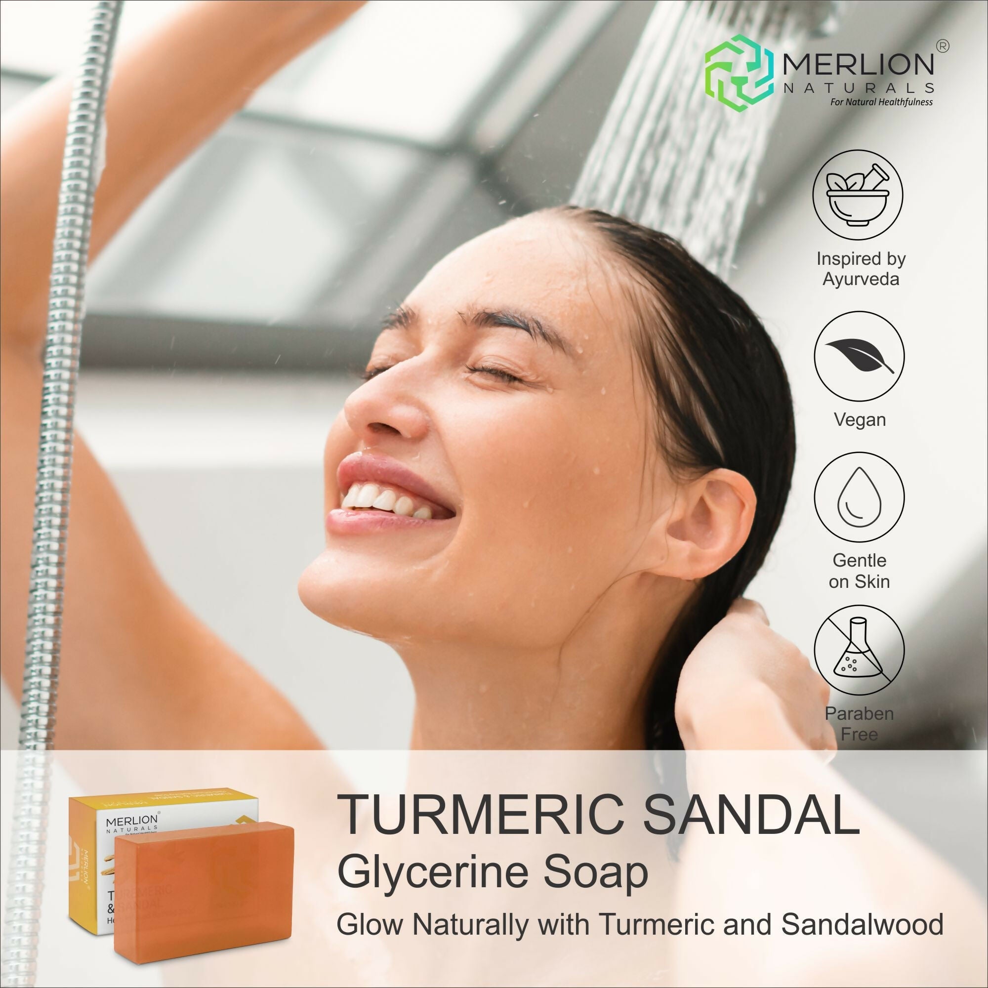Merlion Naturals Turmeric and Sandal Glycerine Soap | Grocsy
