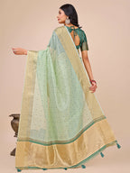 Shree Shyam Fashion Florance Olive Green Organza Saree | Grocsy