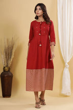 Yufta Maroon A-Line Anarkali Kurta | Grocsy