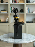 Sun Mun Decors Black Bubble Hair Sitting Lady | Grocsy