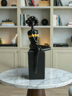 Sun Mun Decors Black Bubble Hair Sitting Lady | Grocsy