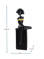 Sun Mun Decors Black Bubble Hair Sitting Lady | Grocsy
