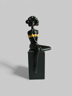 Sun Mun Decors Black Bubble Hair Sitting Lady | Grocsy