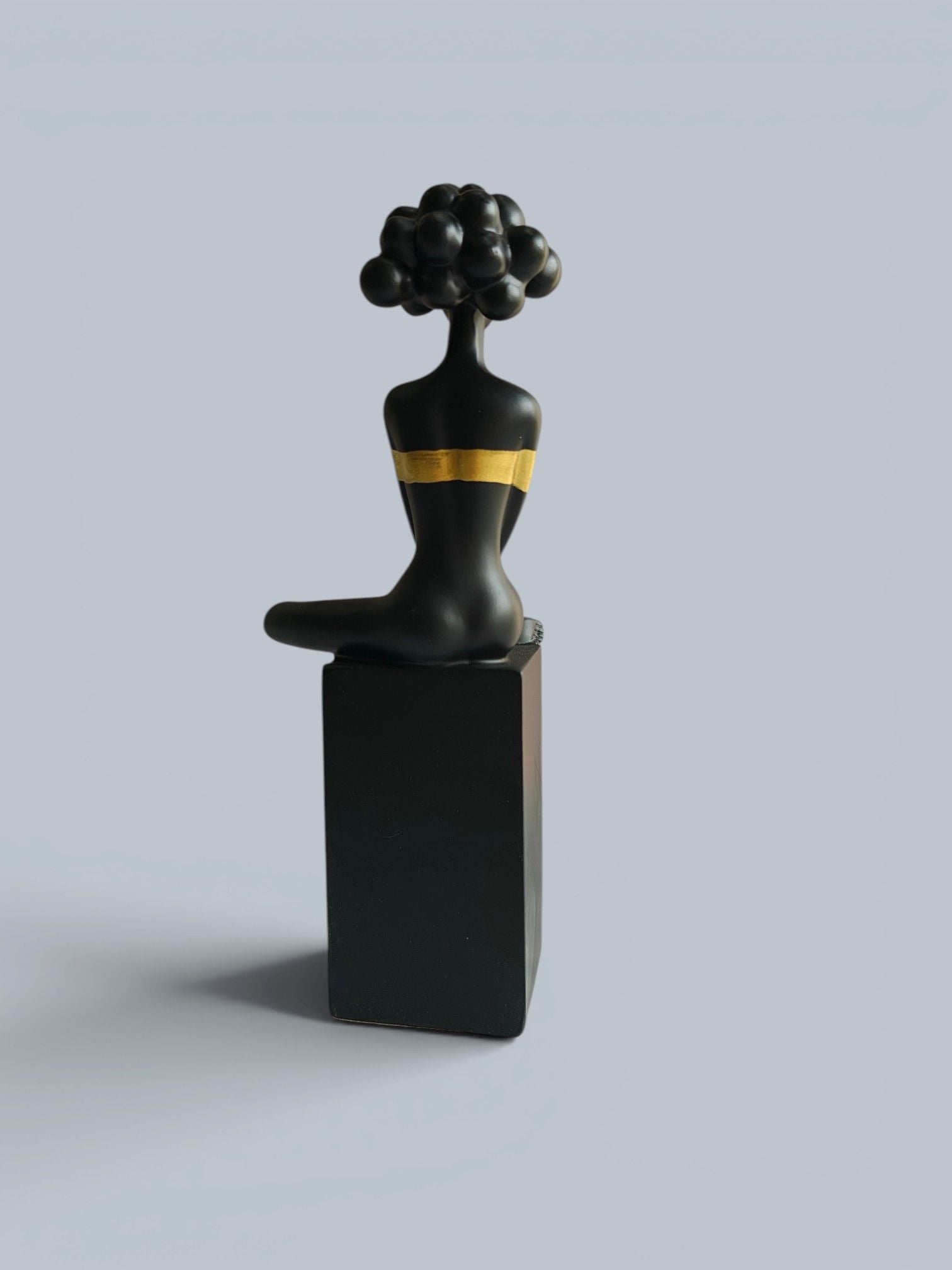 Sun Mun Decors Black Bubble Hair Sitting Lady | Grocsy