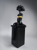 Sun Mun Decors Black Bubble Hair Sitting Lady | Grocsy