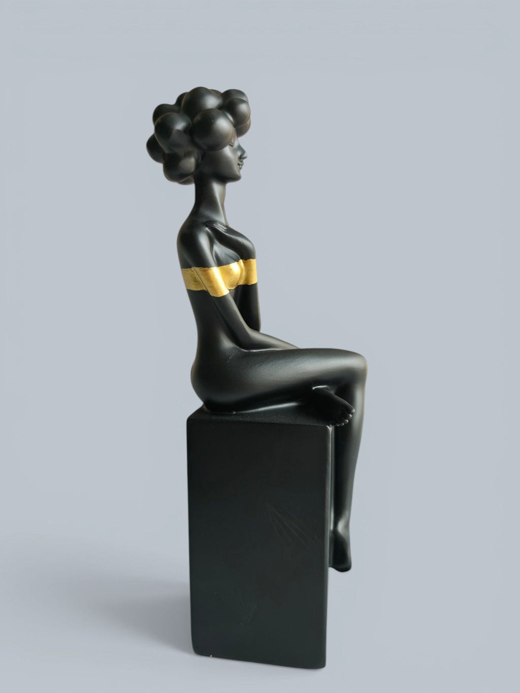 Sun Mun Decors Black Bubble Hair Sitting Lady | Grocsy