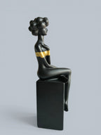Sun Mun Decors Black Bubble Hair Sitting Lady | Grocsy