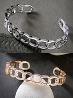 NVR Men's Set of 2 Rhodium-Plated Metal Cuff Bracelet