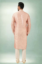 Raivat Ethnic Art Silk Printed Work Kurta Pajama In Pink Colour | Grocsy