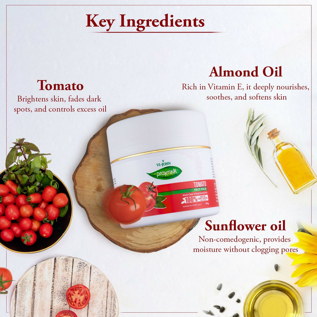 VI-JOHN Prakritik Tomato Face Pack Removes Tanning & Dead Cells Made With 100% Natural Bio Actives | Grocsy