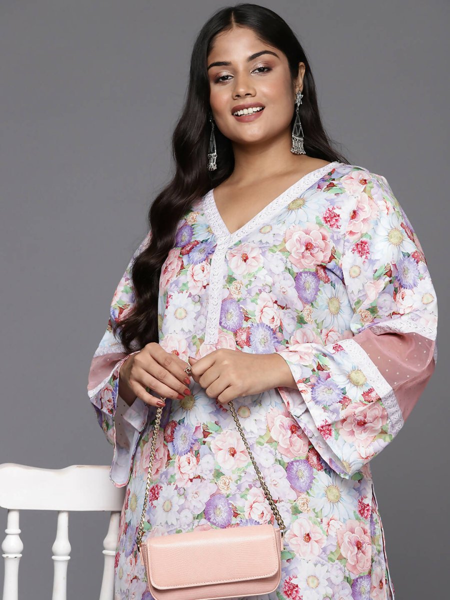 Ahalyaa Women's Traditional wear Kurta Set - Lavender | Grocsy