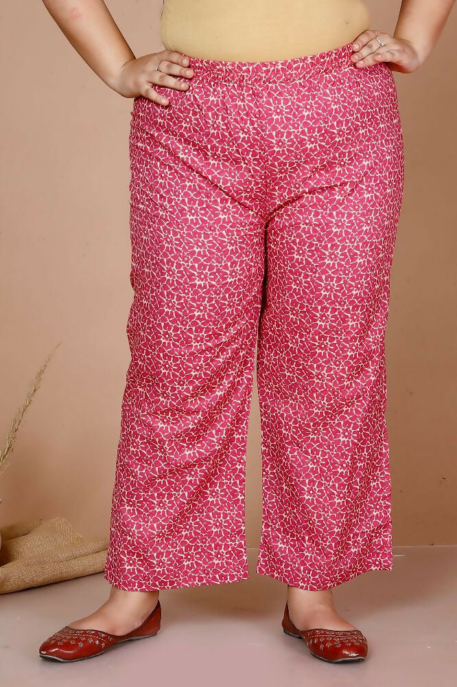 Miravan Women Plus Size Pink Straight Floral Printed Kurta & Palazzo With Dupatta | Grocsy