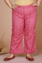 Miravan Women Plus Size Pink Straight Floral Printed Kurta & Palazzo With Dupatta | Grocsy