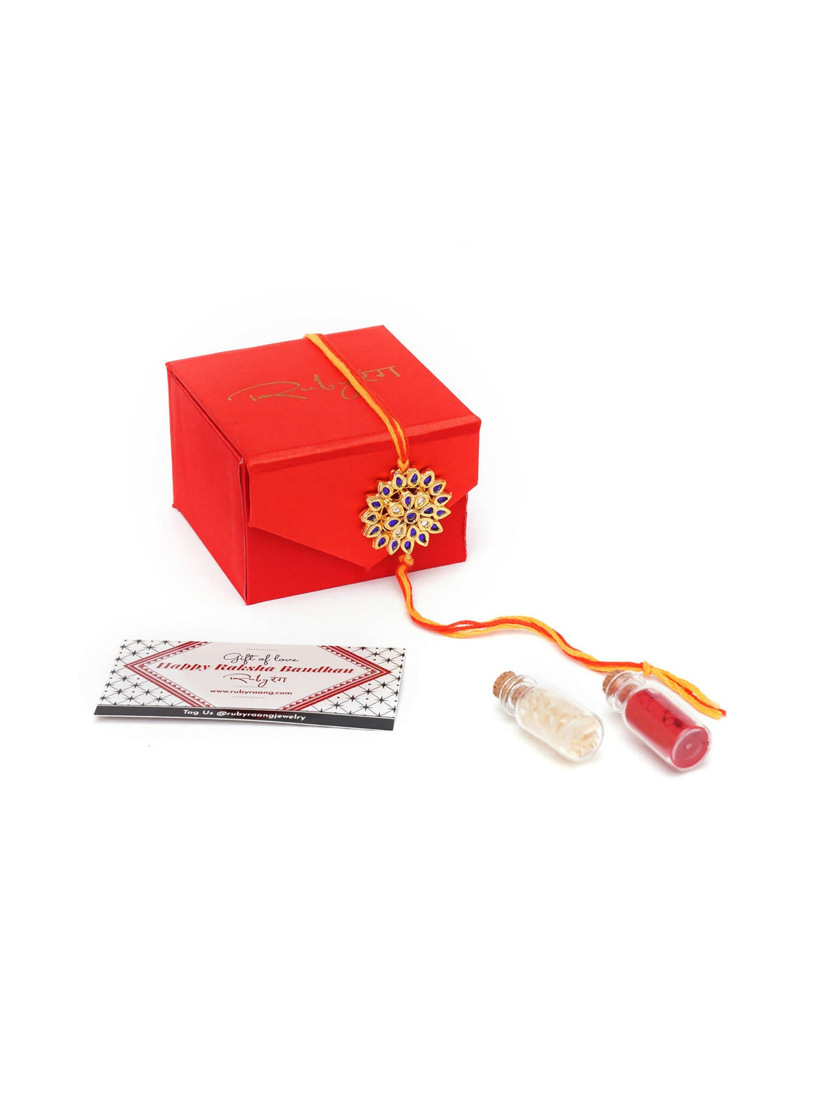 Designer kundan Rakhi - Ruby Raang | Grocsy